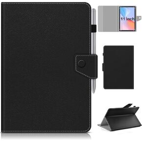 DETUOSI Universal 11 inch Tablet Case, 11.5 inch Tablet Cover, Travel Portable Protective Folio PU Leather Stand Shell Case【with 4 Fixed Rings】 for All Kinds of 11-12 inch Android/iOS/Windows Tablet