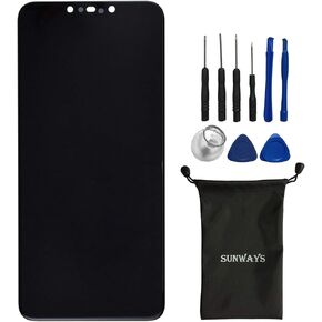 Sunways LCD Touch Display Screen Assembly with Adhesive Replacement for Huawei nova 3i INE-LX1 P Smart + 2018 INE-LX1r INE-LX2r INE-AL00 Black