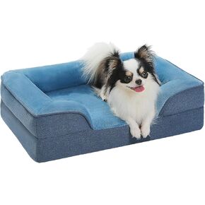 PAWZ Road Orthopedic Dog Bed, Bolster Medium Dog Bed for Medium Dogs with Memory Foam,2-Layer Waterproof Cover and Non-Slip Bottom for Small, Medium and Large Dog-Gray Medium