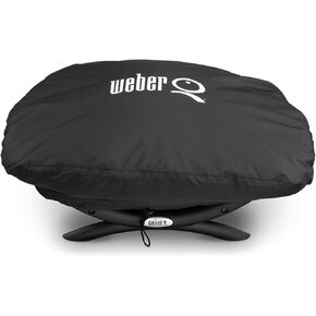 Weber Q 2000 and 3000 Series with Cart Grill Cover, Heavy Duty and Waterproof, Fits Grill Widths Up To 50 Inches