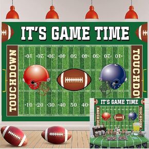 Football Backdrop It's Game Time Party Backdground Football Birthday Banner Touchdown Football Party Decorations Boy Birthday Party Backdrop 7x5FT