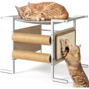 Modern Cat Tree with Sisal Scratching Post,Cat Scratcher,Cat Tower with Cat Hammock Bed Perch,Toys,Storage Drawer,Small Cat Tower Tree Stand,Cute Cat Condo for Kittens Medium Cats