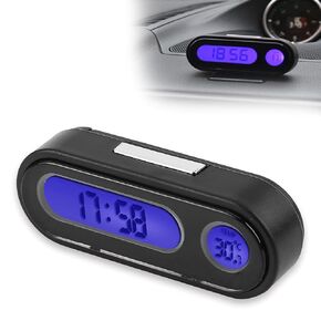 KIMISS Car Digital Clock Thermometer, 2 in 1 Car Interior Clock Thermometer Voltmeter LED Digital Multifunctional Car Meter
