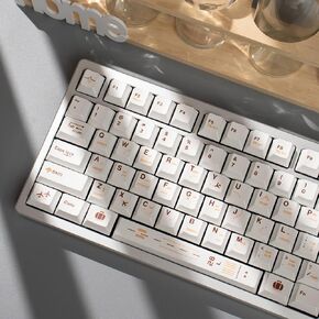 أغطية مفاتيح KeyGenius PBT، مجموعة أغطية مفاتيح ذات تصميم شبكي بنسبة 75% باللون الأبيض البسيط، مجموعة أغطية مفاتيح مخصصة مكونة من 144 مفتاحًا، أغطية مفاتيح بيضاء حليبية للوحة المفاتيح الميكانيكية
