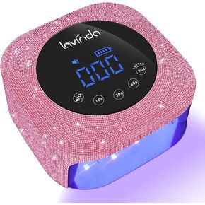 UV Nail Lamp 54W, Cordless Gel UV Led Nail Lamp for Gel Nail Polish, Rechargeable UV Nail Light Nail Dryer with 4 Timer and LCD Display, Professional Fast Curing Lamp Nail Art Tools with Rhinestone