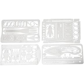 SPYMINNPOO Outdoor Camping Multi-Function Tool, 4Pcs Fishing Card Multifunction Stainless Steel Preservative Survival Card for Outdoor Camping Over 18 Years Old Fishing Supplies