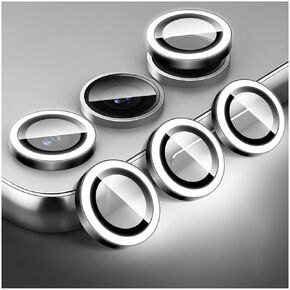Kucheed Luminous Camera Lens Protector for Samsung Galaxy A35/A55, Colorful Noctilucent Tempered Glass Camera Cover Screen Protector, Automatic Alignment Aluminum Alloy Rings