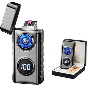 BABOBIU Electric Lighter Windproof Flameless Rechargeable Lighter Electric Arc Lighter Type C USB Plasma Lighter Metal Lighter with Convenient 45° Angled Ignition for Men, Partners, Friend (Silver)