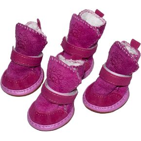 GabeFish Puppy Cute Cozy Warm Anti Slip Winter Boots for Small Medium Dogs Pets Cats Thicken Fleece Snow Shoes Brown X-Small