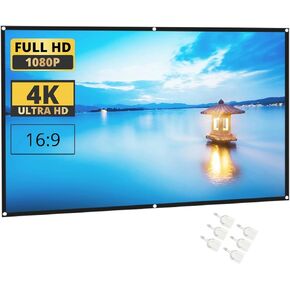 Yoidesu 60-100 inch Projector Screen,HD 16:9 Foldable Anti-Crease Portable Projection Screen Support 2D//1080p/HD/4k,Projector Movies Video Screen for Home Theater Outdoor Indoor