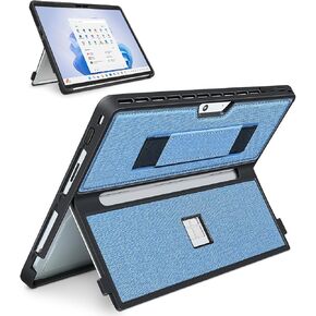 Case fit Microsoft Surface Pro 11 /Surface Pro 10 /Surface Pro 9 /Surface Pro 8 13-Inch, with Stent Cover, Hand Strap, All-in-one Rugged Case Compatible with Type Cover Keyboards, Blue