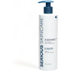 Serious Skincare A Defiance A Wash Vitamin A Gel-to-Foam Cleanser for Ageless Skin - Retinol - Papaya Fruit & Sugarcane Extract - 12 oz.