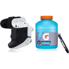 2 حزمة Mulafnxal لـ Airpod 1/2 حافظة لطيفة كرتونية ثلاثية الأبعاد فريدة من نوعها غطاء سيليكون مضحك أزياء ممتعة شخصية رائعة تصميم أنيق حافظات الهواء للنساء والفتيات والأولاد في سن المراهقة لـ Airpods 1/2 أبيض مفيد ومشروب أزرق in Kuwait