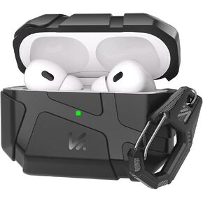 KMMIN AirPods Pro 2nd Generation Case, Airpod Pro Case Cover for Apple AirPods Pro 2nd /1st Gen 2023/2022/2019 Rugged Shockproof Protective Military Case with Keychain [Front LED Visible]-Dark Blue