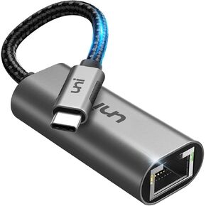 محول USB-C إلى إيثرنت، يوني [متوافق مع Thunderbolt 3/4] محول جيجابت إيثرنت، محول من النوع C إلى RJ45 لأجهزة MacBook Pro/Air M2، iPad Pro/Air، Dell XPS 13، Surface Laptop 5، Switch Lite