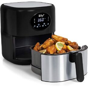 Deco Chef 5.8QT Air Fryer, 8-in-1 Smart Cooking Programs, Nonstick and Dishwasher-Safe Basket, Red