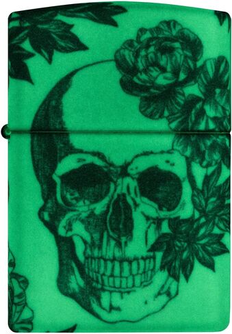 Zippo Lighter: Skull and Flowers, Glow-in-The-Dark - 540 Color 46037 in Saudi Arabia