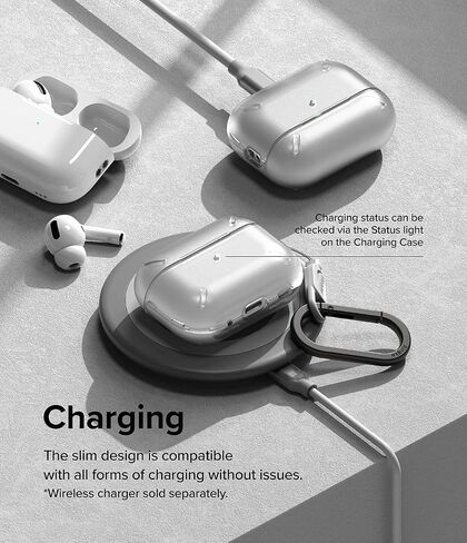Ringke Layered Case [Scratch Resistance] Compatible with AirPods Pro 2 Case, Shockproof Cover with Carabiner Designed for AirPods Pro 2nd Generation - Matte Clear in Saudi Arabia