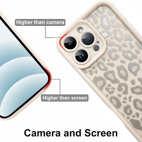 حافظة KANGHAR لهاتف iPhone 16 Pro Max بطبعة جلد الفهد، حافظة هاتف لطيفة من مادة TPU، غطاء حماية مقاوم للصدمات لهاتف iPhone 16 Pro Max 6.9 بوصة، بيج مع طباعة رمادية in Kuwait