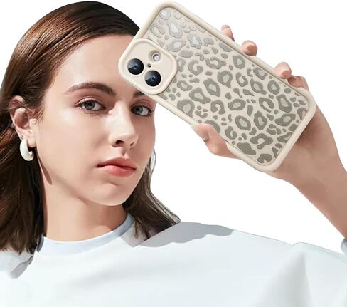 حافظة KANGHAR لهاتف iPhone 16 Pro Max بطبعة جلد الفهد، حافظة هاتف لطيفة من مادة TPU، غطاء حماية مقاوم للصدمات لهاتف iPhone 16 Pro Max 6.9 بوصة، بيج مع طباعة رمادية in Kuwait