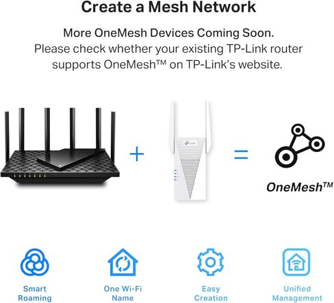 TP-Link AX5400 WiFi 6 Range Extender with Ethernet Port | Internet Signal Booster for Home | Tri-Band Wireless Repeater Amplifier | Built In Access Point Mode | APP Setup | OneMesh Compatible (RE815X) in Saudi Arabia