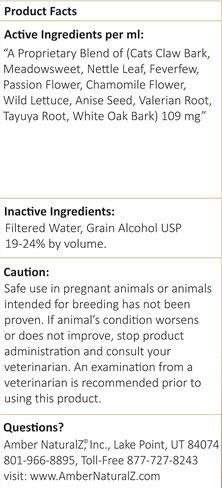 Amber NaturalZ Petizol Simply Comfort Herbal Supplement for Dogs, Bird, Rabbit | Support for Occasional Discomforts and Normal Body Temperature | 1 Fluid Ounce Glass Bottle | Manufactured in The USA in Kuwait
