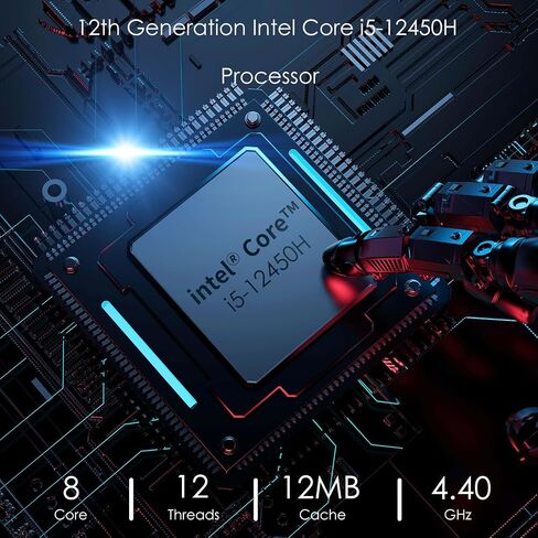 Mini PC N7A Intel Core i5-12450H up to 4.4GHz (8C/12T), 16GB DDR4 RAM 512GB NVMe SSD Windows 11 Pro Computers, USB 3.2/Type-C/WiFi 6/BT5.2/RJ45 2.5G/4K Triple Display Desktop PC in Saudi Arabia