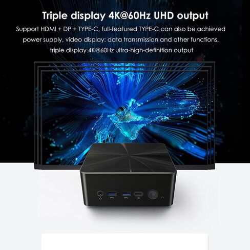 Mini PC N7A Intel Core i5-12450H up to 4.4GHz (8C/12T), 16GB DDR4 RAM 512GB NVMe SSD Windows 11 Pro Computers, USB 3.2/Type-C/WiFi 6/BT5.2/RJ45 2.5G/4K Triple Display Desktop PC in Saudi Arabia