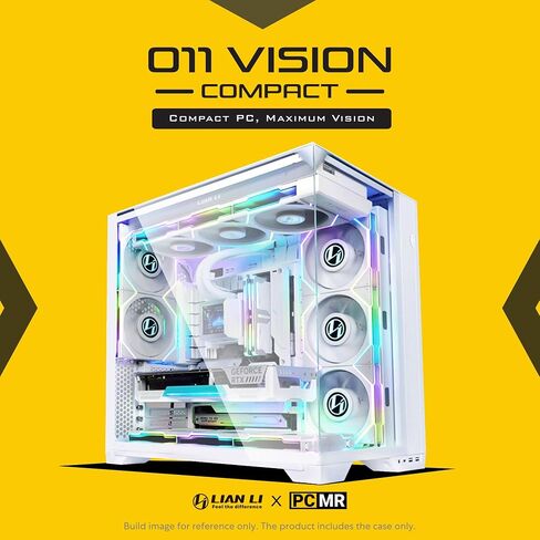 Lian Li O11 Vision Compact ATX Mid Tower Case-Back Connect-Black-O11VPX | Steel, Tempered Glass, Back Connect Support, O11VPX in Saudi Arabia