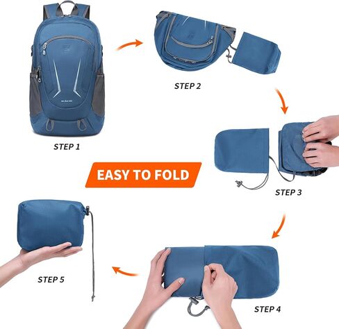 حقيبة ظهر MIYCOO خفيفة الوزن للغاية وقابلة للتعبئة للسفر والتخييم، حقيبة ظهر للمشي لمسافات طويلة سعة 45 لتر مقاومة للماء وقابلة للطي للرجال والنساء باللون الأسود in Kuwait