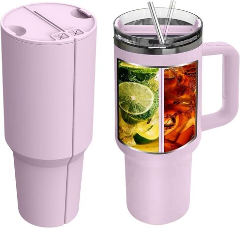 Stanley Drink Divider,Silicone Stanley Cup 2 in 1 Drink Separator,Meeting Your Different Needs in 1 Cup,Split Stanley Cup Insert 40 oz,Reusable for Beach, Office, Camping or Party (Purple) in Saudi Arabia