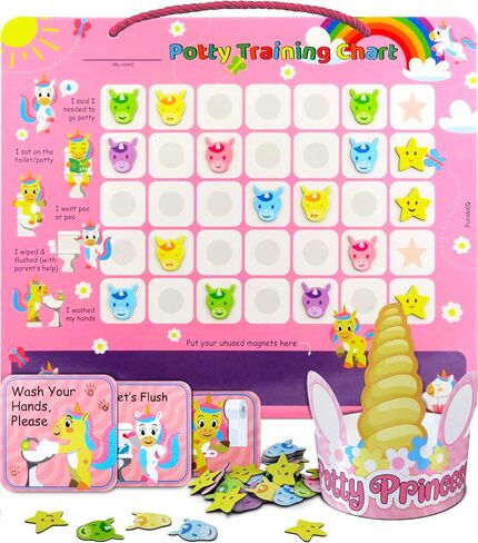 Mermaid Potty Training Chart & 35 Reusable Stickers - Potty Chart, Potty Training Sticker Chart, Potty Training Chart for Toddlers Girls, Potty Training Stickers, Potty Chart for Girls with Stickers in Saudi Arabia