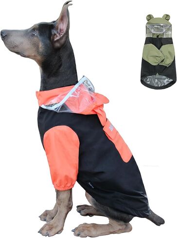Dog Raincoat with Legs and Clear Hood, Abdomen Waterproof, Reflective, Breathable and Adjustable Lightweight Dog Rain Jacket for Small Medium Large Dogs (Green&Black, S) in Saudi Arabia