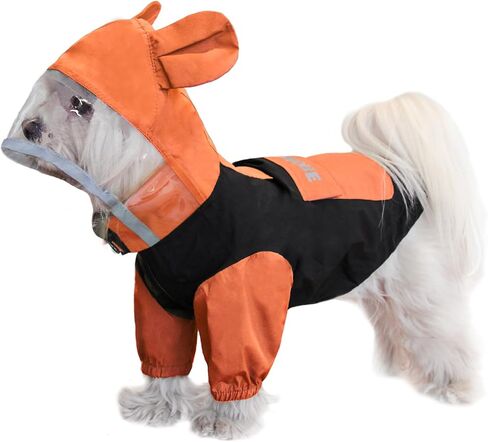 Dog Raincoat with Legs and Clear Hood, Abdomen Waterproof, Reflective, Breathable and Adjustable Lightweight Dog Rain Jacket for Small Medium Large Dogs (Green&Black, S) in Saudi Arabia