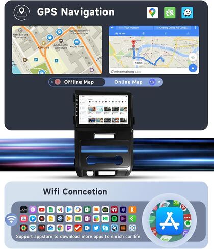 [8 CORE 2G+64G] راديو سيارة لسيارة Ford F150 Ford F150 F-150 2009 2010 2011 2012 مع Carplay اللاسلكي/Android Auto، 9 بوصة Android 13 IPS ستيريو للسيارة، بلوتوث، GPS، WiFi، SWC، DSP + كاميرا احتياطية عالية الدقة in Saudi Arabia