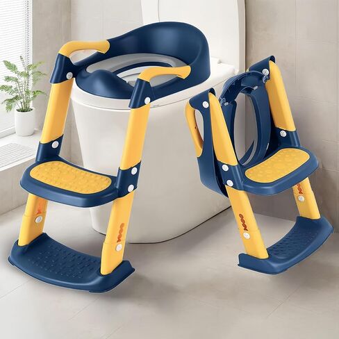 Potty Training Seat, Upgrade Toddler Toilet Seat for Toddler Toilet Seat Kids Boys Girls, 2 in 1 Potty Training 5-Position Adjustment with Suction Cup, Splash Guard Anti-Slip Pad Step Stool in Saudi Arabia