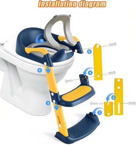Potty Training Seat, Upgrade Toddler Toilet Seat for Toddler Toilet Seat Kids Boys Girls, 2 in 1 Potty Training 5-Position Adjustment with Suction Cup, Splash Guard Anti-Slip Pad Step Stool in Saudi Arabia