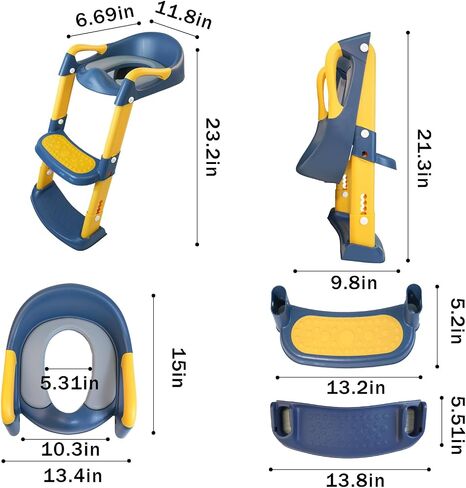Potty Training Seat, Upgrade Toddler Toilet Seat for Toddler Toilet Seat Kids Boys Girls, 2 in 1 Potty Training 5-Position Adjustment with Suction Cup, Splash Guard Anti-Slip Pad Step Stool in Saudi Arabia