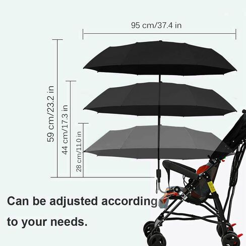 Universal Baby Stroller Sun Protection Parasol, with Umbrella Clip Fixing Device, UPF 90+ UV Protect Pushchair Sun Parasol (Silver) in Saudi Arabia