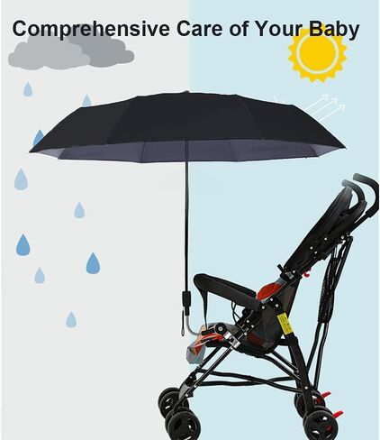 Universal Baby Stroller Sun Protection Parasol, with Umbrella Clip Fixing Device, UPF 90+ UV Protect Pushchair Sun Parasol (Silver) in Saudi Arabia