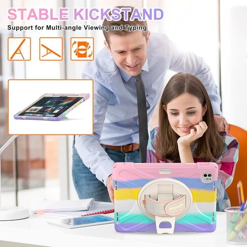 حافظة BRAECN لجهاز iPad Pro 13 بوصة 2024 مع حامل قلم رصاص وحزام يد يدور 360 درجة وغطاء مقاوم للصدمات لجهاز iPad Pro13 الجيل السابع M4 مع أشرطة كتف قابلة للتعديل in Saudi Arabia