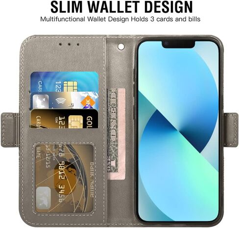 Compatible with iPhone 13 Mini 5.4 inch Wallet Case and Tempered Glass Screen Protector Flip Cover Card Holder Cell Phone Cases for iPhone13mini i-Phone 13minicase i iPhone13 13mini Women Rose Gold in Saudi Arabia