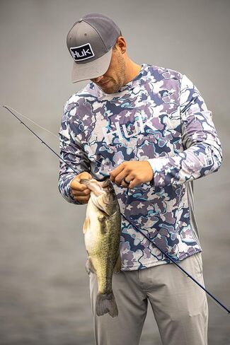قميص صيد السمك الرجالي Standard Icon X Camo بأكمام طويلة من Huk، Kenai، مقاس X-Large in Saudi Arabia