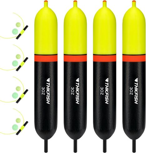 THKFISH Slip Bobbers Floats, EVA Foam Snap-on Floats, Weighted Fishing Bobbers for Sea Fishing Catfish Bobbers Assortment Freshwater,4PCS Floatage 1-4oz in Kuwait