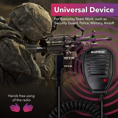 MIRKIT 2pcs Baofeng Mic for Two Way Radio Most Wanted Among Baofeng Accessories, Radio Shoulder Mic with Reinforced Cable, Noise Reduction, Spring Clip, Edition USA Warranty in Kuwait
