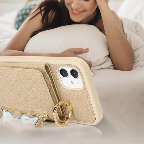 for iPhone 11 Pro Case with Card Holder,Phone Case for iPhone 11 Pro Case with Strap Crossbody Lanyard Stand Ring,iPhone 11 Pro Wallet Case for Women,Leather Zipper Pocket Case-Black in Kuwait