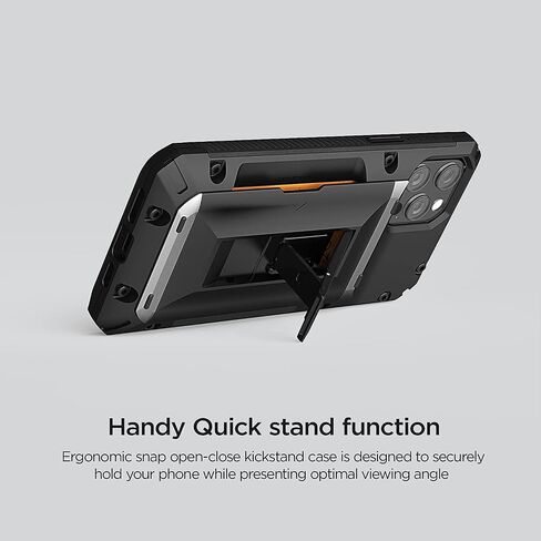 حافظة هاتف VRS DESIGN Damda Glide Hybrid لهاتف iPhone 12 Pro Max، مع [4 بطاقات] قوية [شبه تلقائية] فتحة حامل لبطاقة الائتمان ومسند لهاتف iPhone 12 Pro Max 6.7 بوصة (2020) (أسود) in Kuwait