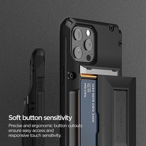 حافظة هاتف VRS DESIGN Damda Glide Hybrid لهاتف iPhone 12 Pro Max، مع [4 بطاقات] قوية [شبه تلقائية] فتحة حامل لبطاقة الائتمان ومسند لهاتف iPhone 12 Pro Max 6.7 بوصة (2020) (أسود) in Kuwait