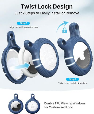YOSH Air Tag Holder 4 Pack, Airtag Keychain Holder [Anti-Scratch] [Pet Chew Proof] [Twist Lock Design] Airtag Case with Metal Key Chain Ring for Kids, Dog, Luggage, Compatible with Apple Airtag, Black in Saudi Arabia