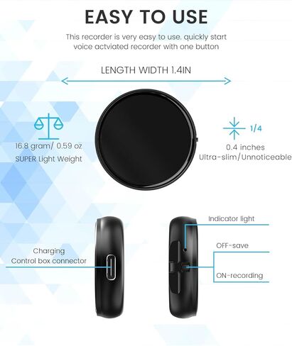 64GB Voice Recorder, 3072Kbps Recording Device, Voice Activated Recorder with 800 Hours Capacity, Audio Recorder with AI-Intelligent Triple Noise Cancellation, Ideal for Lectures, Meetings, Interviews in Kuwait